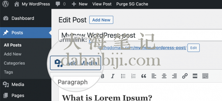 在WordPress文章中添加媒体