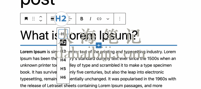 WordPress文章中的标题